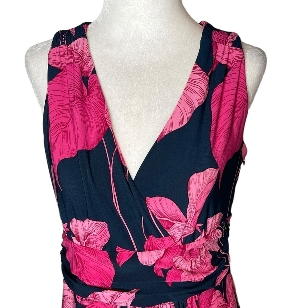 Tommy Hilfiger Women's Jersey Empire Dress, tropical floral v-neckline size 8 - Picture 5 of 14